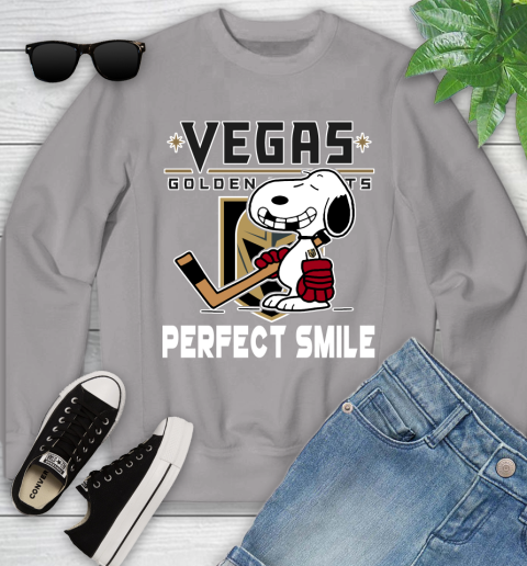 NHL Vegas Golden Knights Snoopy Perfect Smile The Peanuts Movie Hockey T Shirt Youth Sweatshirt 3