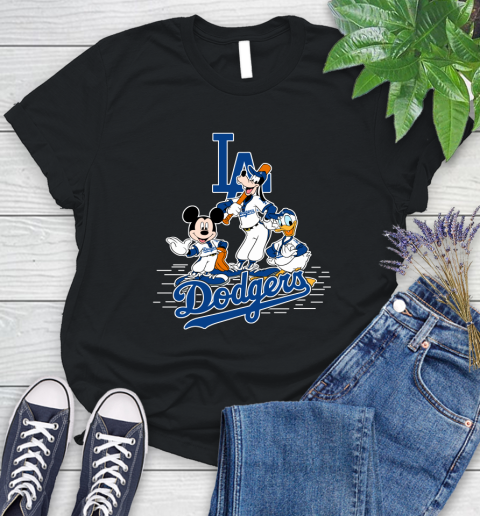 MLB Los Angeles Dodgers Mickey Mouse Donald Duck Goofy Baseball T Shirt Women's T-Shirt