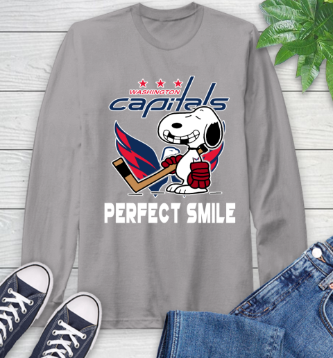 NHL Washington Capitals Snoopy Perfect Smile The Peanuts Movie Hockey T Shirt Long Sleeve T-Shirt 6