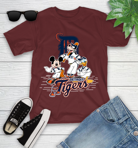 MLB Detroit Tigers Mickey Mouse Donald Duck Goofy Baseball T Shirt Youth T-Shirt 14