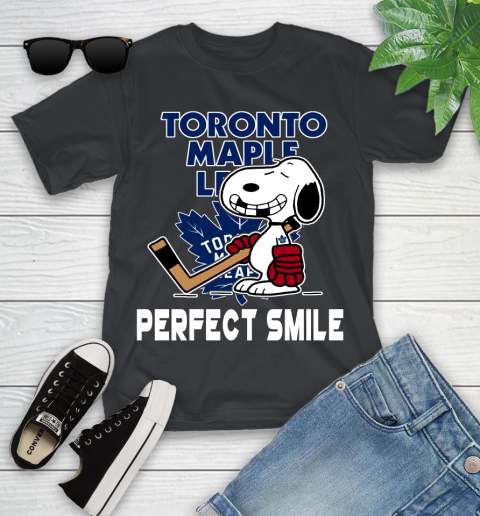 NHL Toronto Maple Leafs Snoopy Perfect Smile The Peanuts Movie Hockey T Shirt Youth T-Shirt