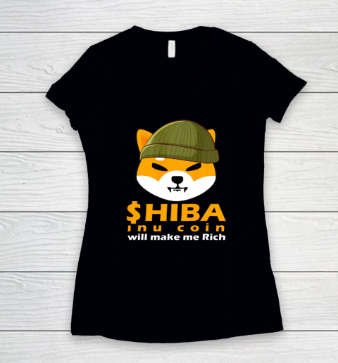 Shiba Will Make Me Rich Vintage Shiba Inu Coin Shiba Army Women's V-Neck T-Shirt
