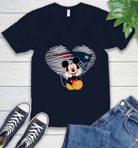 NFL New England Patriots The Heart Mickey Mouse Disney Football T Shirt_000 V-Neck T-Shirt 2
