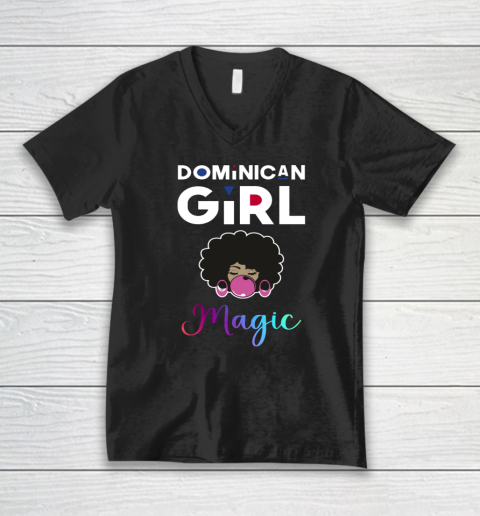 Black Girl, Women Shirt Dominican Girl Shirt Gum Black Pride Dominican Republic V-Neck T-Shirt