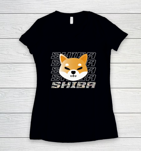 Shiba Coin Cryptocurrency SHIB Token Hoder Women's V-Neck T-Shirt
