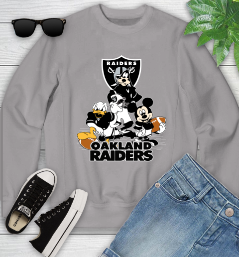 NFL Oakland Raiders Mickey Mouse Donald Duck Goofy Football Shirt Youth Sweatshirt 3