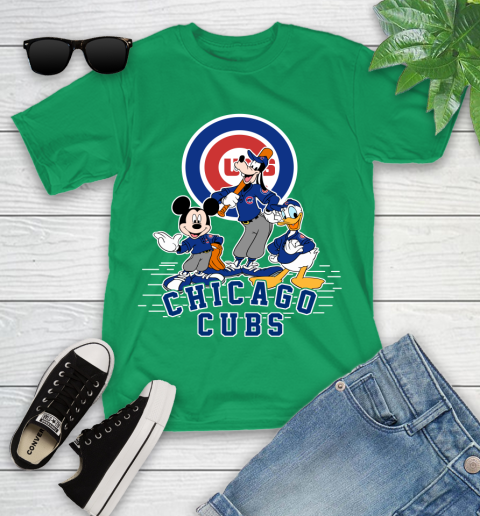 MLB Chicago Cubs Mickey Mouse Donald Duck Goofy Baseball T Shirt Youth T- Shirt