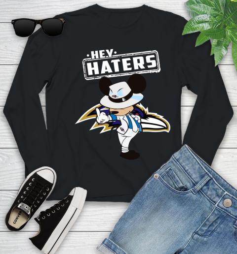 NFL Hey Haters Mickey Football Sports Baltimore Ravens Youth Long Sleeve