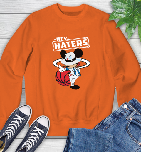 NBA Hey Haters Mickey Basketball Sports Miami Heat Sweatshirt 3