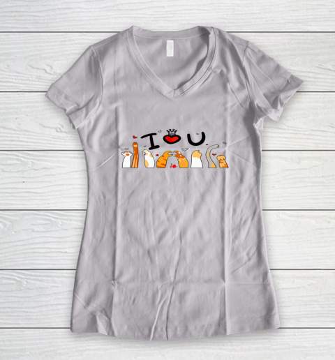 Cute This Is My Valentine Pajama Cat Valentines Day Women's V-Neck T-Shirt 6