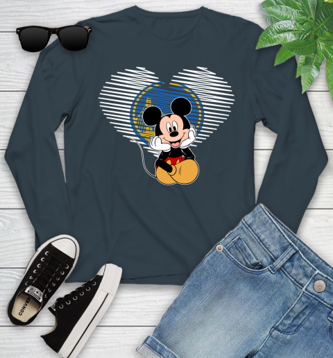 NBA Golden State Warriors The Heart Mickey Mouse Disney Basketball Youth Long Sleeve 9