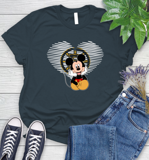 NHL Boston Bruins The Heart Mickey Mouse Disney Hockey Women's T-Shirt 11