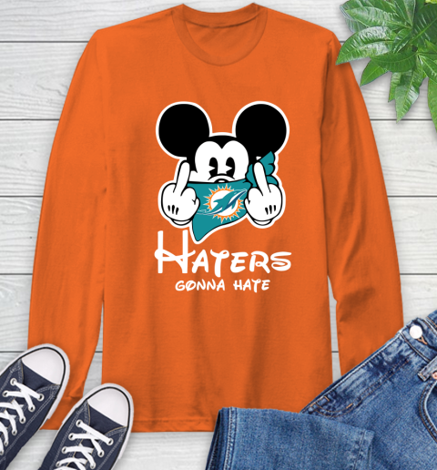 NFL Miami Dolphins Haters Gonna Hate Mickey Mouse Disney Football T Shirt Long Sleeve T-Shirt 5 NFL Miami Dolphins Haters Gonna Hate Mickey Mouse Disney Football T Shirt Long Sleeve T-Shirt - Image 5