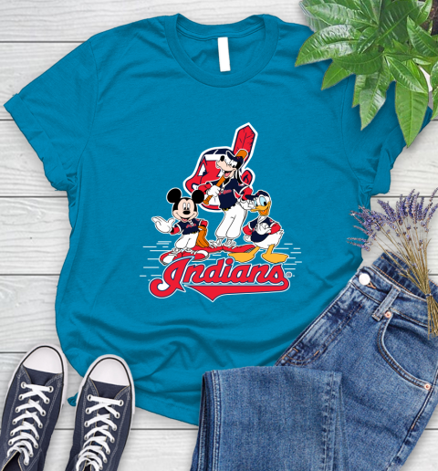 MLB Cleveland Indians Mickey Mouse Donald Duck Goofy Baseball T Shirt Women's T-Shirt 10