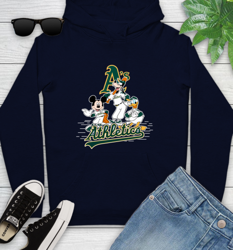 MLB Oakland Athletics Mickey Mouse Donald Duck Goofy Baseball T Shirt Youth Hoodie 3