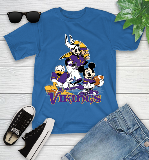 NFL Minnesota Vikings Mickey Mouse Donald Duck Goofy Football Shirt Youth T-Shirt 12