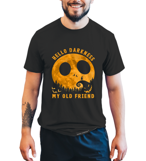 Nightmare Before Christmas T Shirt, Hello Darkness My Old Friend Shirt, Jack Skellington T Shirt, Halloween Gifts