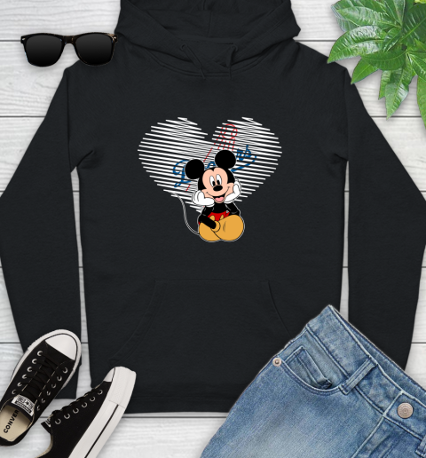 MLB Los Angeles Dodgers The Heart Mickey Mouse Disney Baseball T Shirt_000 Youth Hoodie
