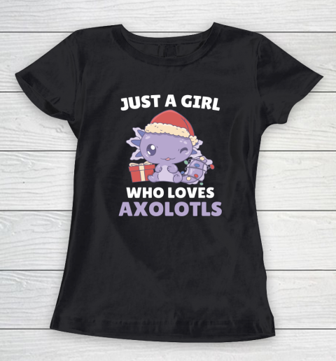 Just A Girl Who Loves Axolotls Cute Girls Christmas Pajama Women's T-Shirt