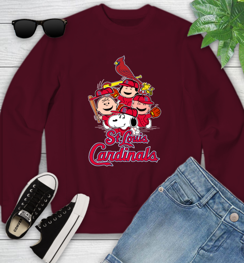 MLB St.Louis Cardinals Snoopy Charlie Brown Woodstock The Peanuts Movie Baseball T Shirt_000 Youth Sweatshirt 4