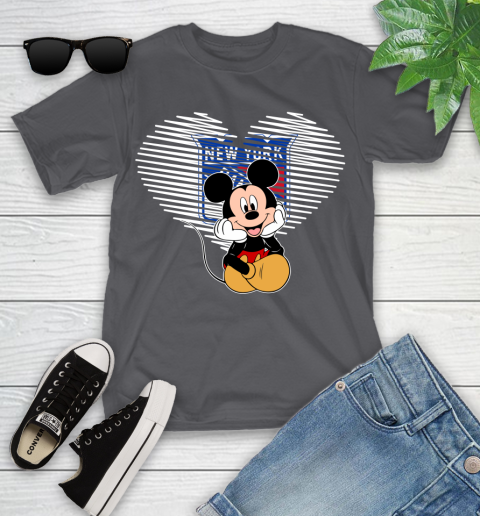 NHL New York Rangers The Heart Mickey Mouse Disney Hockey Youth T-Shirt 6