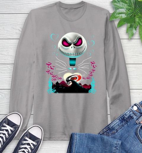 NHL Carolina Hurricanes Jack Skellington Sally The Nightmare Before Christmas Hockey T Shirt Long Sleeve T-Shirt 6
