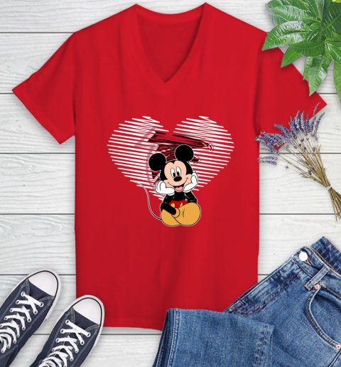 NFL Atlanta Falcons The Heart Mickey Mouse Disney Football T Shirt_000 Women's V-Neck T-Shirt 11