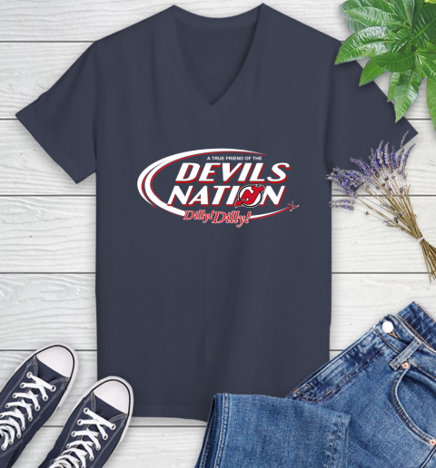 NHL A True Friend Of The New Jersey Devils Dilly Dilly Hockey Sports Women's V-Neck T-Shirt 12