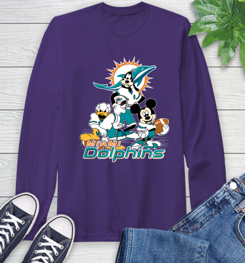 NFL Miami Dolphins Mickey Mouse Donald Duck Goofy Football Shirt Long Sleeve T-Shirt 5