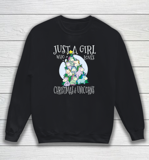 Just A Girl Who Loves Christmas Unicorns Sweatshirt