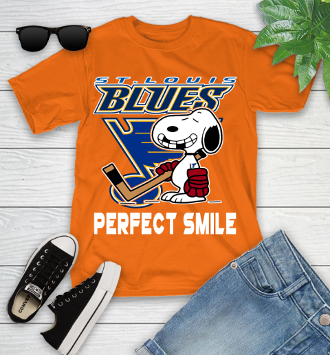NHL St.Louis Blues Snoopy Perfect Smile The Peanuts Movie Hockey T Shirt Youth T-Shirt 9