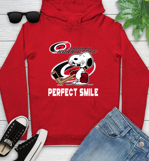NHL Carolina Hurricanes Snoopy Perfect Smile The Peanuts Movie Hockey T Shirt Youth Hoodie 12
