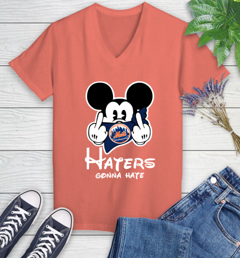 MLB New York Mets Haters Gonna Hate Mickey Mouse Disney Baseball T Shirt_000 Women's V-Neck T-Shirt 6