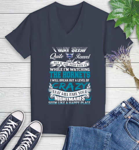 Charlotte Hornets NBA Basketball Don't Mess With Me While I'm Watching My Team Women's V-Neck T-Shirt 12