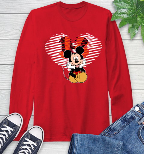 NFL Cincinnati Bengals The Heart Mickey Mouse Disney Football T Shirt_000 Long Sleeve T-Shirt 11