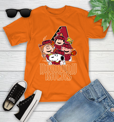 MLB Arizona Diamondbacks Snoopy Charlie Brown Woodstock The Peanuts Movie Baseball T Shirt_000 Youth T-Shirt 9