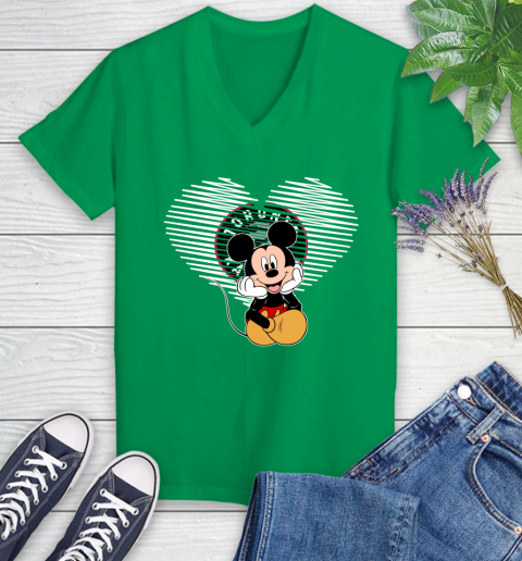 NBA Toronto Raptors The Heart Mickey Mouse Disney Basketball Women's V-Neck T-Shirt 5