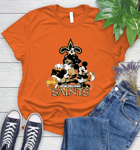 NFL New Orleans Saints Mickey Mouse Donald Duck Goofy Football Shirt Women's T-Shirt 3