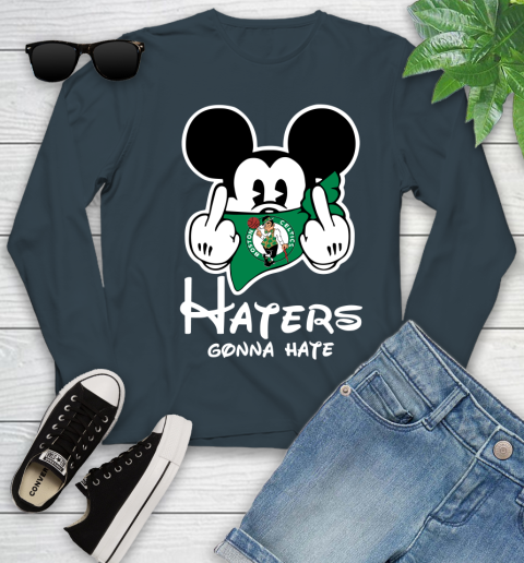 NBA Boston Celtics Haters Gonna Hate Mickey Mouse Disney Basketball T Shirt Youth Long Sleeve 9