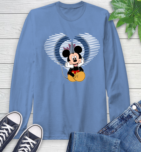 NHL Winnipeg Jets The Heart Mickey Mouse Disney Hockey Long Sleeve T-Shirt 12
