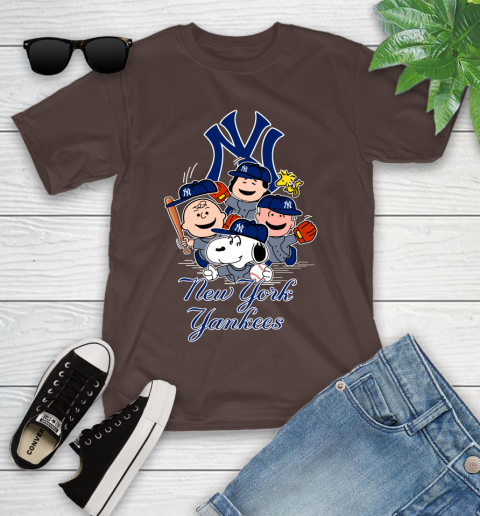 MLB New York Yankees Snoopy Charlie Brown Woodstock The Peanuts Movie Baseball T Shirt_000 Youth T-Shirt 7