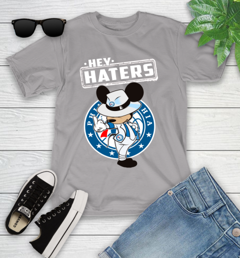 NBA Hey Haters Mickey Basketball Sports Philadelphia 76ers Youth T-Shirt 4