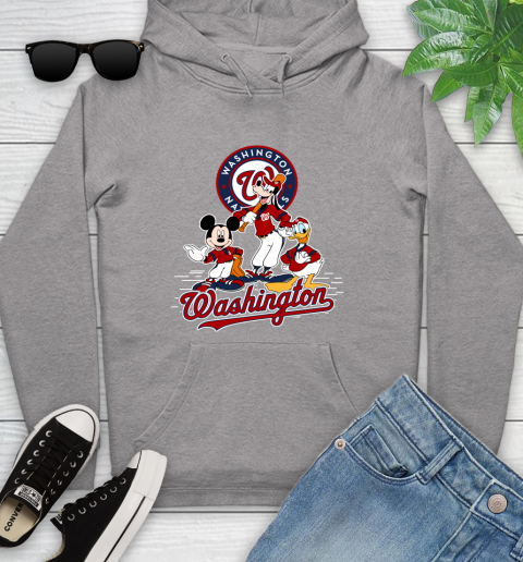 MLB Washington Nationals Mickey Mouse Donald Duck Goofy Baseball T Shirt Youth Hoodie 6