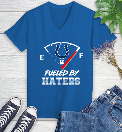 Indianapolis Colts NFL Football Fueled By Haters Sports Women's V-Neck T-Shirt 10
