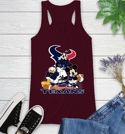 NFL Houston Texans Mickey Mouse Donald Duck Goofy Football Shirt Racerback Tank 2