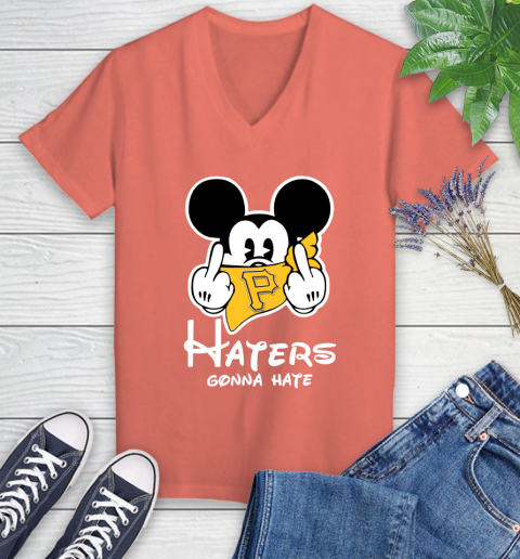 MLB Pittsburgh Pirates Haters Gonna Hate Mickey Mouse Disney Baseball T Shirt_000 Women's V-Neck T-Shirt 6