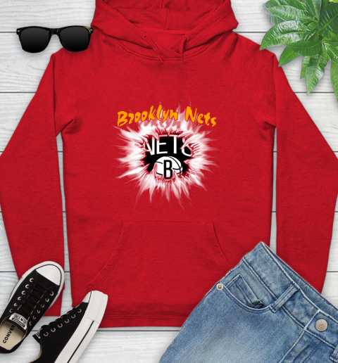 Brooklyn Nets NBA Basketball Rip Sports Youth Hoodie Tee For Sports