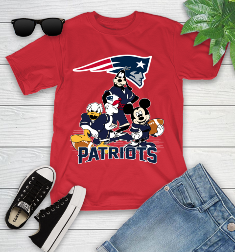 NFL New England Patriots Mickey Mouse Donald Duck Goofy Football Shirt Youth T-Shirt 13