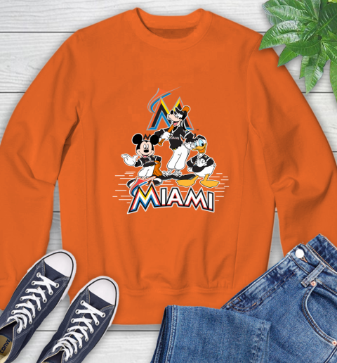 MLB Miami Marlins Mickey Mouse Donald Duck Goofy Baseball T Shirt Sweatshirt 3