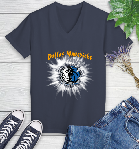 Dallas Mavericks NBA Basketball Rip Sports Women's V-Neck T-Shirt 12